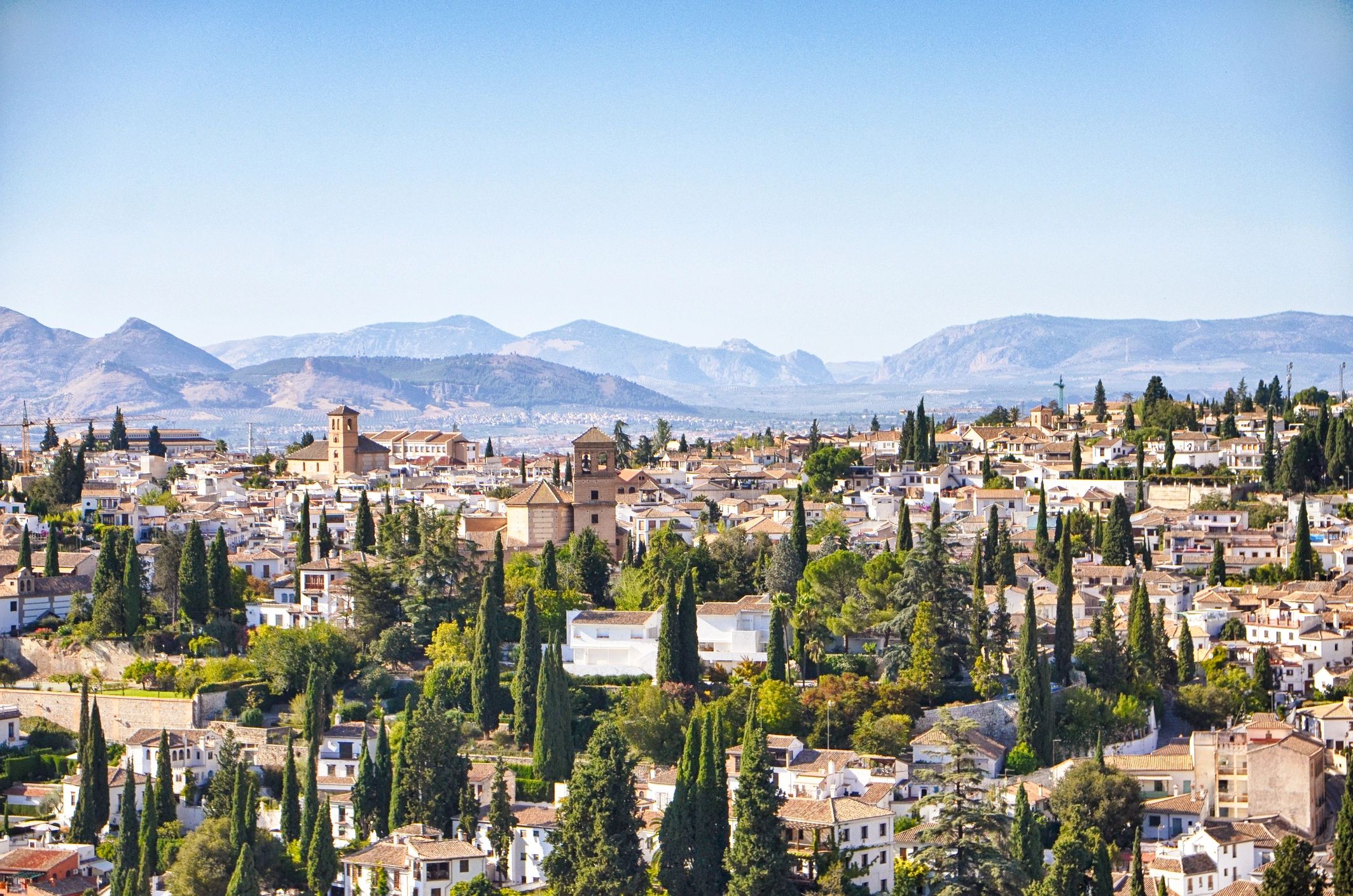 Aerial view of Granada in Andalusia, Spain